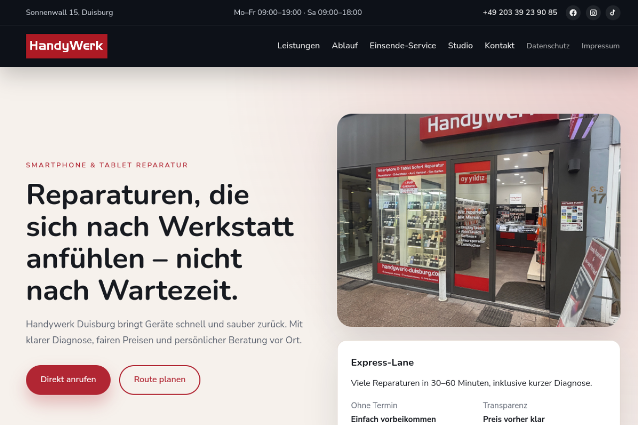 Screenshot Handywerk Duisburg
